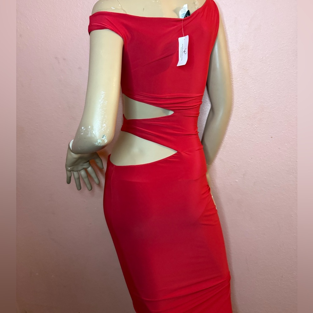 Windsor Red Cutout One-Shoulder Midi Dress – Size S (NWT) - Picture 11 of 15